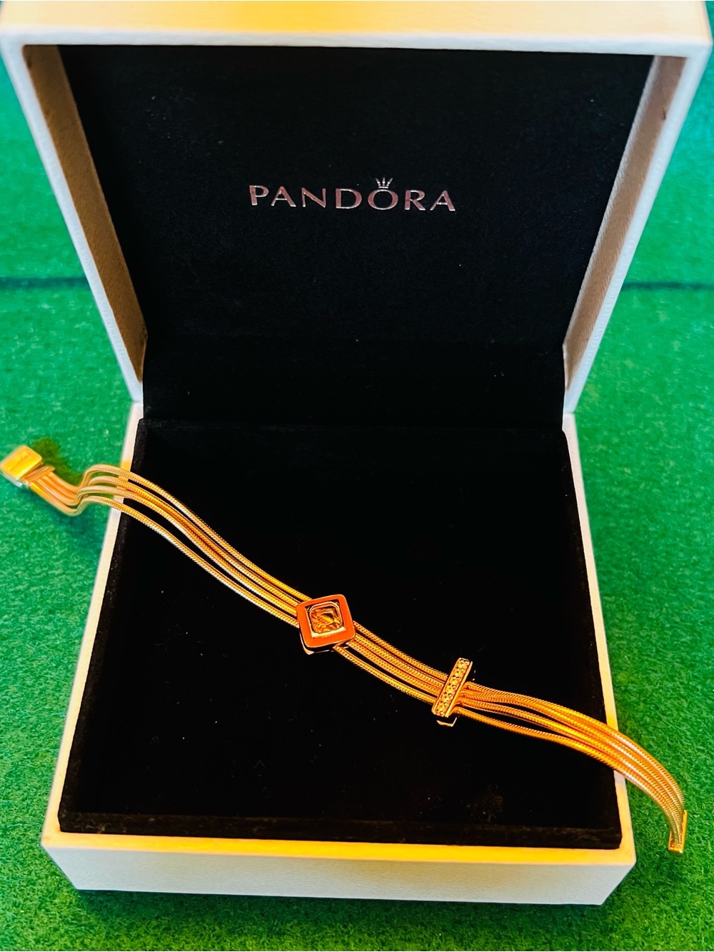 Pandora Rose Gold-Tone Multi-Chain Bracelet with Pink and Yellow Accent - Picture 6 of 8